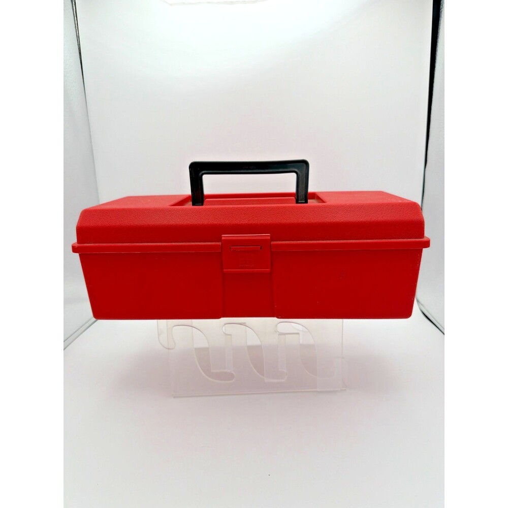 Vintage Akro-Mils Red‎ Plastic Toolbox Tool Box USA w Handle